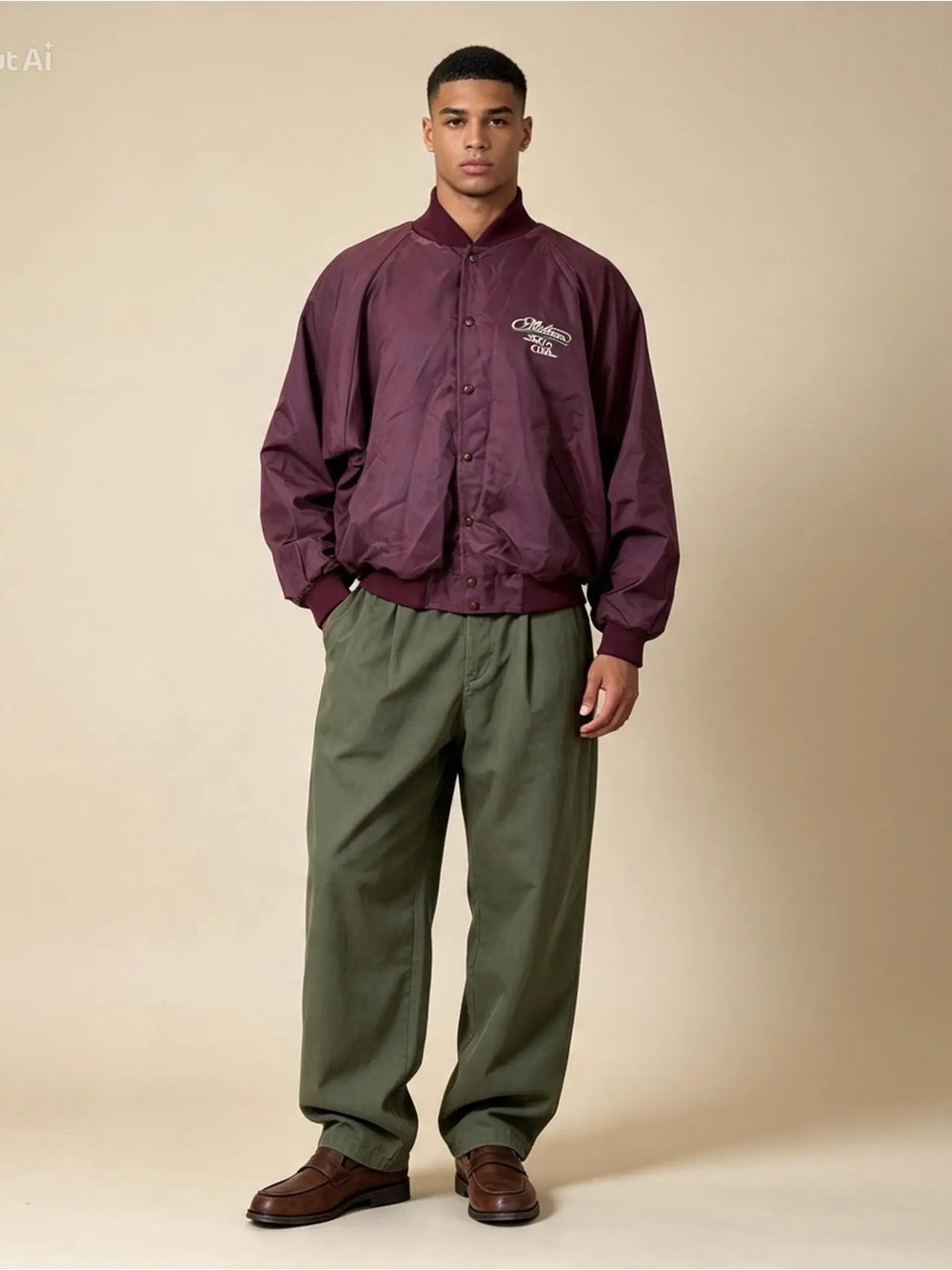 Vintage 90s Bomber Jacket Men’s XL Burgundy